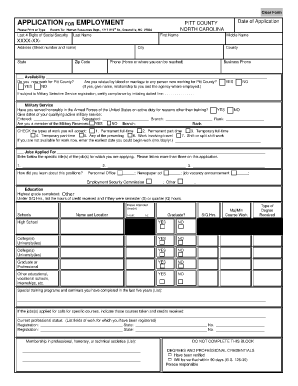Pitt County Employment Application