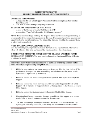 Request for Hearing and Notice of Hearing