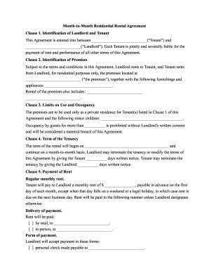 basic month to month rental agreement
