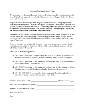 Parental Consent Form for Student Photo and Information