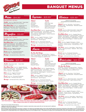 Fillable Online Group Menu - Buca di Beppo Fax Email Print - pdfFiller