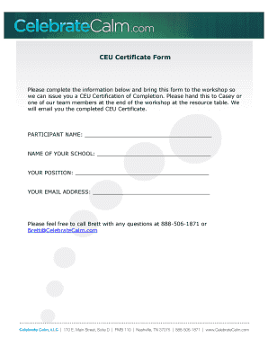 CEU Certificate Form