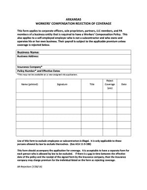 Arkansas Workers' Compensation Rejection of Coverage