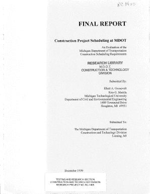 RC-1405 Construction Project Scheduling at MDOT - michigan
