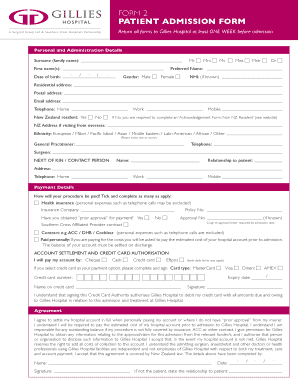 Patient Admission Form