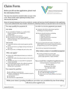 Virginia Crime Victim Compensation Claim Form