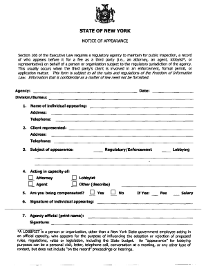 New York Notice of Appearance
