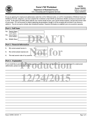 Form 1 765 worksheet - Form I765 Worksheet