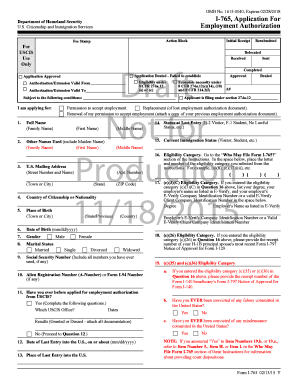 USCIS Form I-765 Application for Employment Authorization