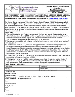 Justice Center Staff Exclusion List Check Form