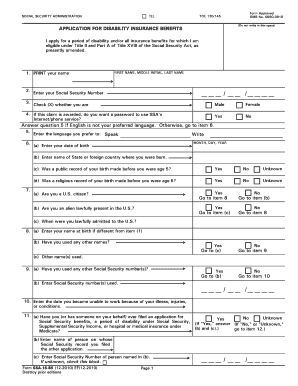 Application for Disability Insurance Benefits