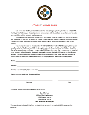 CodeRED Emergency Alert System Waiver Form