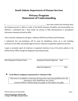 HIPAA Privacy Statement of Understanding