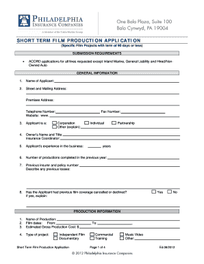 Short Term Film Production Application