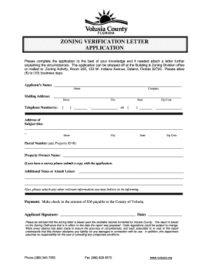 Zoning Verification Letter Application