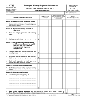 Form 4782 Employee Moving Expense Information