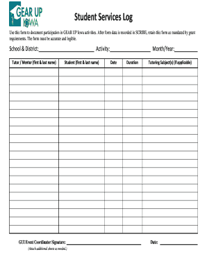 GEAR UP Iowa Activity Log