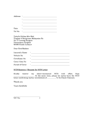 Insurance No Claim Discount Request Form
