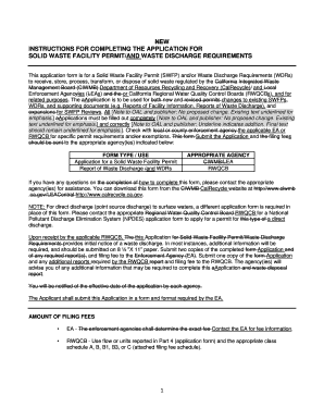California Solid Waste Facility Permit Application