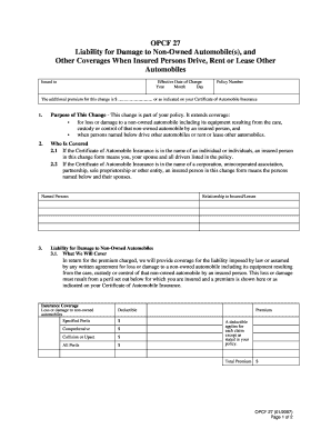 OPCF 27 Non-Owned Automobile Liability Form