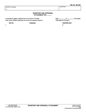 California Inventory and Appraisal Attachment