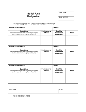 Burial Fund Designation Form