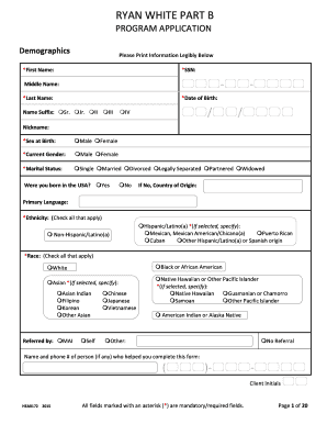 Ryan White Part B Program Application