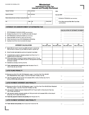 Mississippi Individual Income Tax Interest and Penalty Worksheet