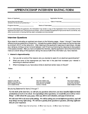 Apprenticeship Interview Rating Form
