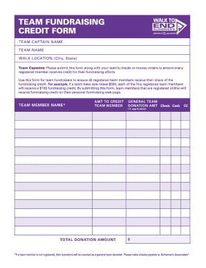 Team Fundraising Credit Form