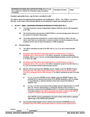 Representations and Certifications Form