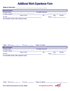 JS-513 Additional Work Experience Form