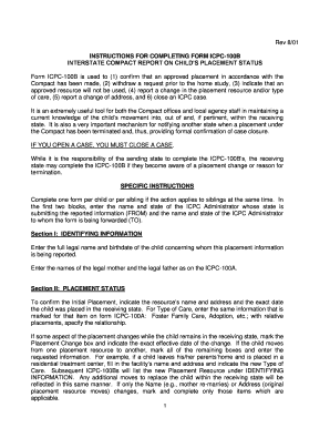 Interstate Compact Report on Child's Placement Status