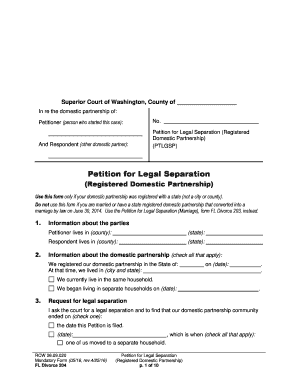 Petition for Legal Separation (Registered Domestic Partnership)
