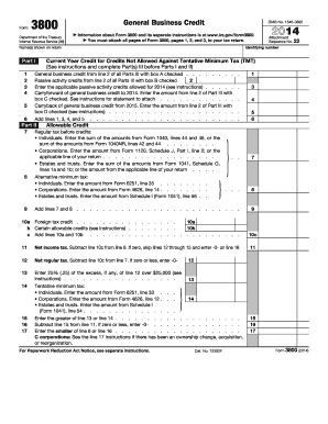 IRS Form 3800 General Business Credit
