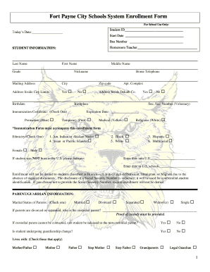 Fort Payne City Schools Enrollment Form