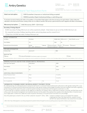 ExomeNext Proband Test Requisition Form
