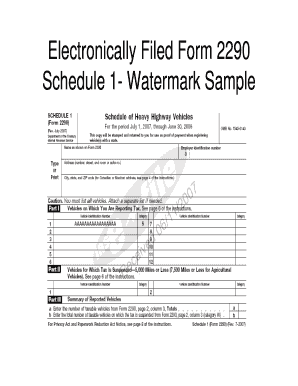 Form 2290 Schedule 1