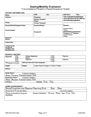 Seating Mobility Evaluation Form