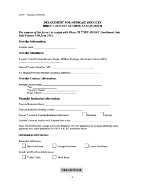 Kentucky Medicaid Direct Deposit Authorization Form