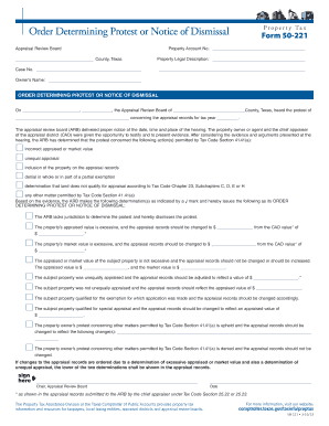 Texas Property Tax Protest Order