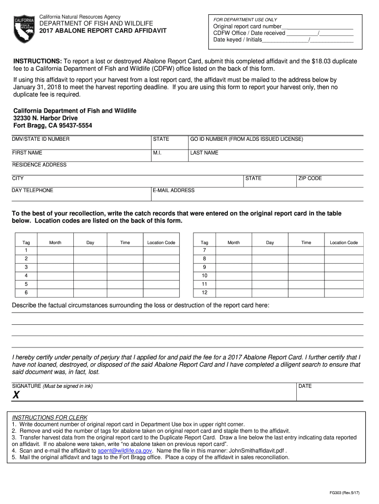 california report affidavit Preview on Page 1