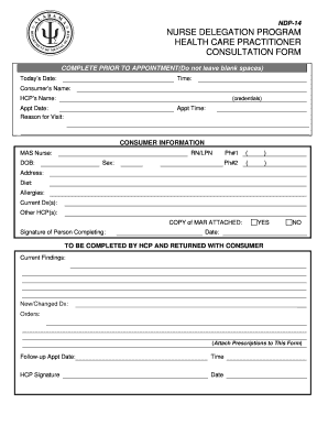 Nurse Delegation Program Consultation Form