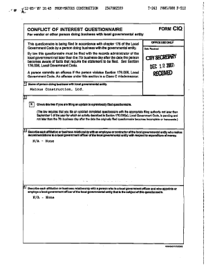 Conflict of Interest Questionnaire
