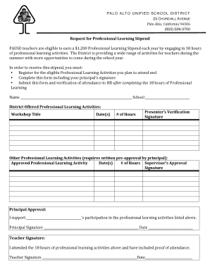 Request for Professional Learning Stipend