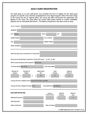 Adult Guest Registration Form
