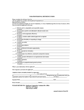Paraprofessional Reference Form