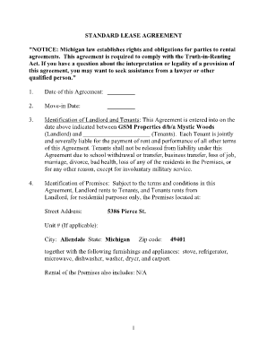 standard lease template form