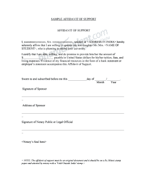 SAMPLE AFFIDAVIT OF SUPPORT