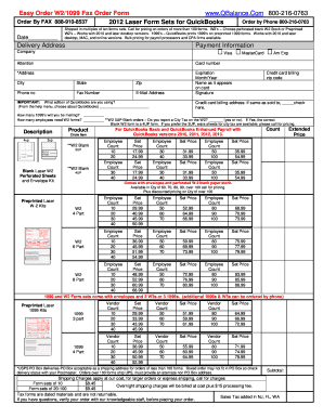 QuickBooks W2/1099 Fax Order Form